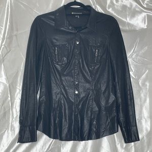 Leather button up
